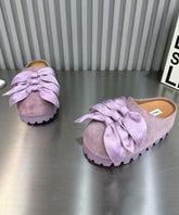 Pantuflas de plataforma versátiles con lazo amarillo de moda